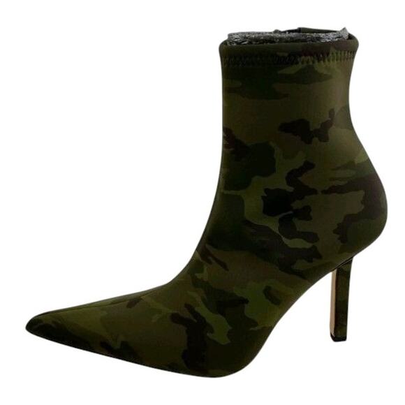 Good American Camouflage Pointed Toe Stiletto Neoprene Zipper Ankle Boot 6.5 NEW - Picture 5 of 8